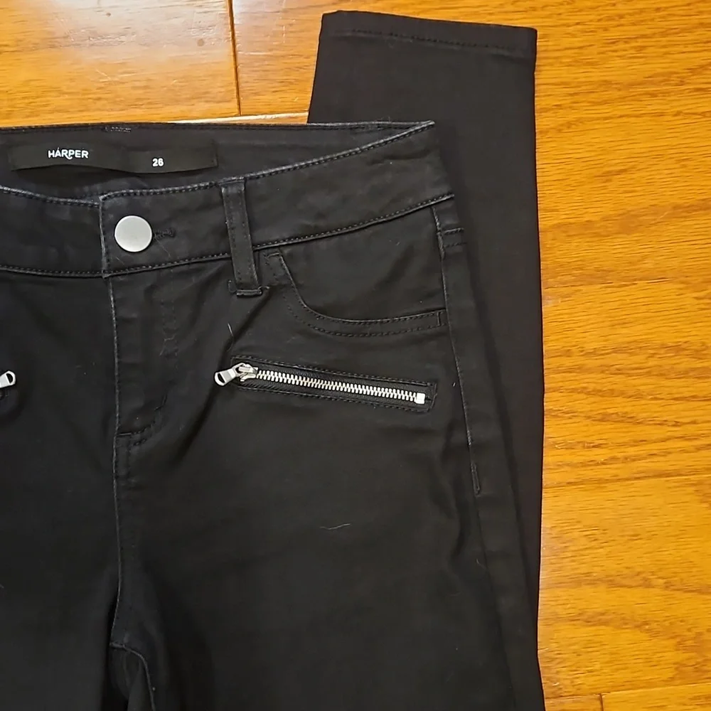 Black Harper Jeans with Zipper Pockets - Picture 3 of 8